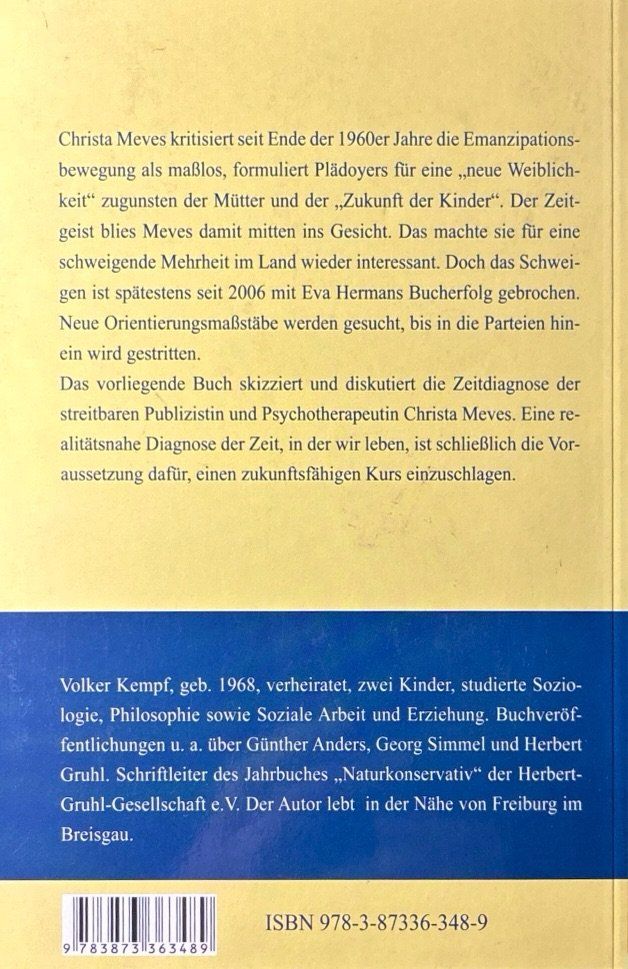 Libri: Christa Meves - Kritik an der Emanzipationsbewegung – Nuovo (secondo la descrizione) da Sarnen venduto da Livres 1
