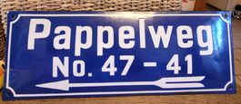 Originales Emailleschild Strassenschild "Pappelweg" – TOP