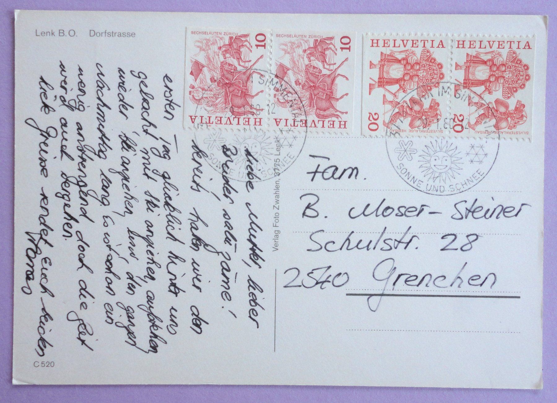 Cartoline postali: Lenk, B.O., Dorfstrasse – Usato da Fétigny venduto da Billy2miny 1