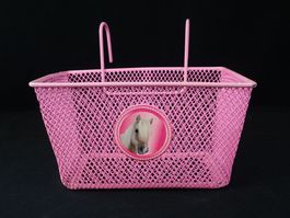 Pinker Velo Korb mit Pferdemotiv
