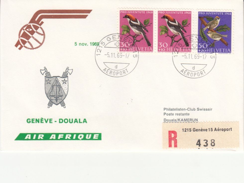 Tutti i francobolli: SLH RF 69.25b Genève-Douala – Usato da Bürglen TG venduto da StampGraf