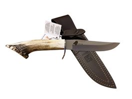 Coltello da monte artigianale Joker manico corona di cervo