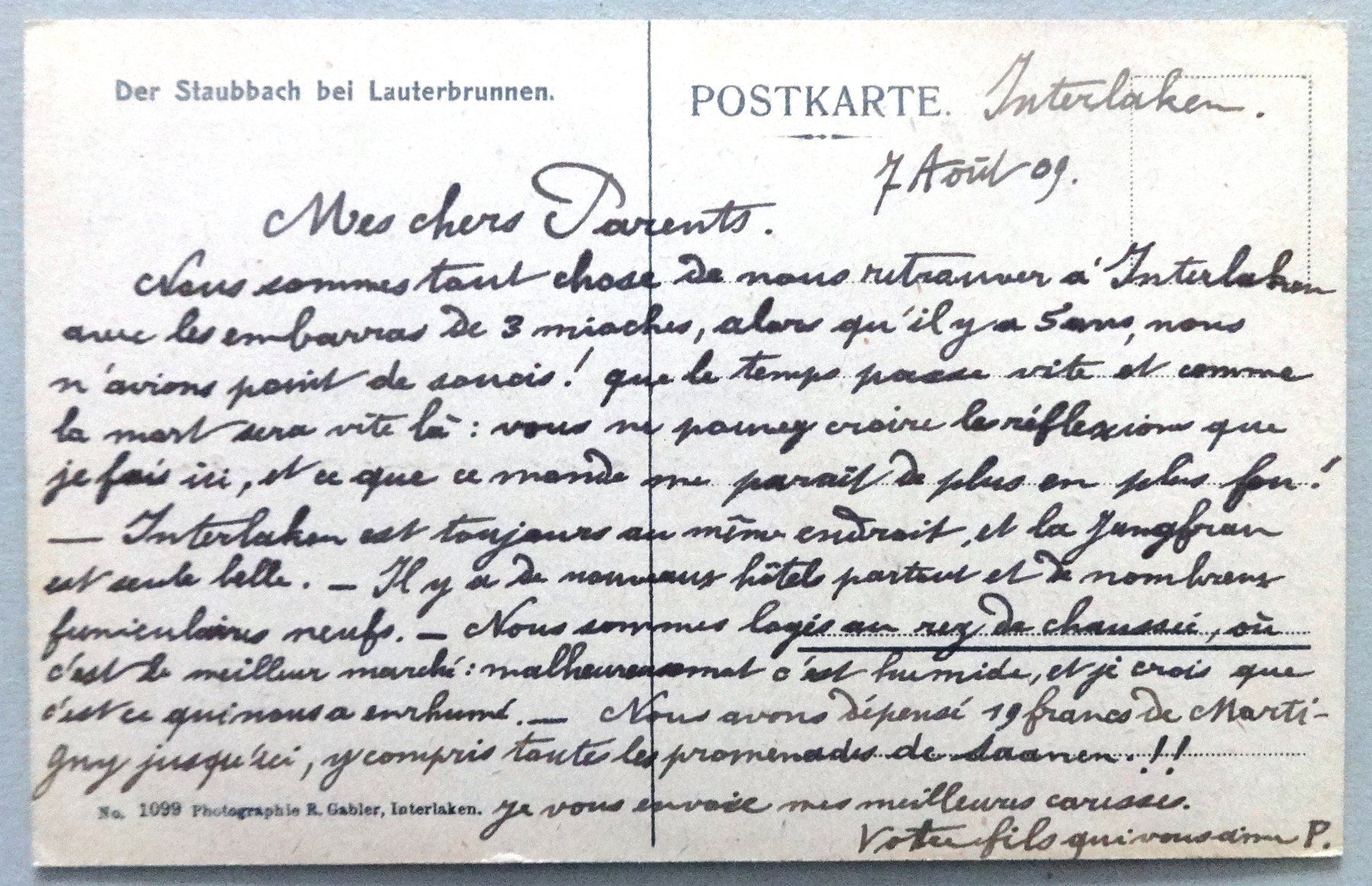 Cartoline postali: Der Staubbach bei Lauterbrunnen – Usato da Fétigny venduto da Billy2miny 1