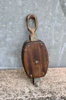 Vintage Flaschenzug aus Holz / Metall seilrolle SCHIFFSBLOCK