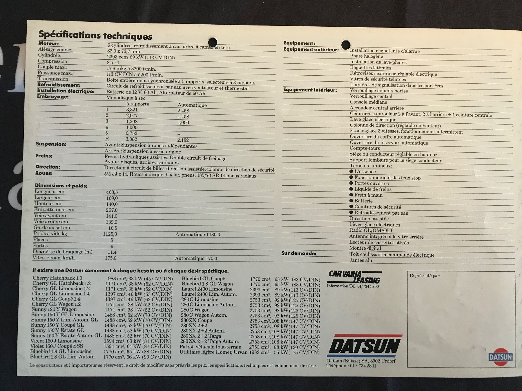 Datsun Documents: Datsun Prospekt – D'occasion à Balterswil par Jeko1967 2