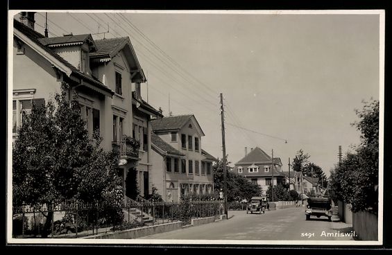 Cartoline postali: Amriswil, Strassenansicht mit Wohnhäuse – Usato da Berlin venduto da bartko-reher