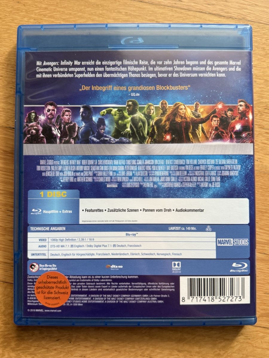 Tutti i DVDs: Avengers Infinity War - Blu-ray – Usato da Kölliken venduto da nerdorado 1