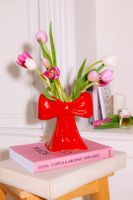 Vase in Schleifenform rot Keramik NEU!