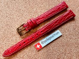 12mm Uhrenarmband, Leder, Hai, rot, Uhrenband