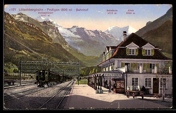 Cartes postales: Frutigen, Lötschbergbahn, Bahnhof mit D – D'occasion à Berlin par bartko-reher