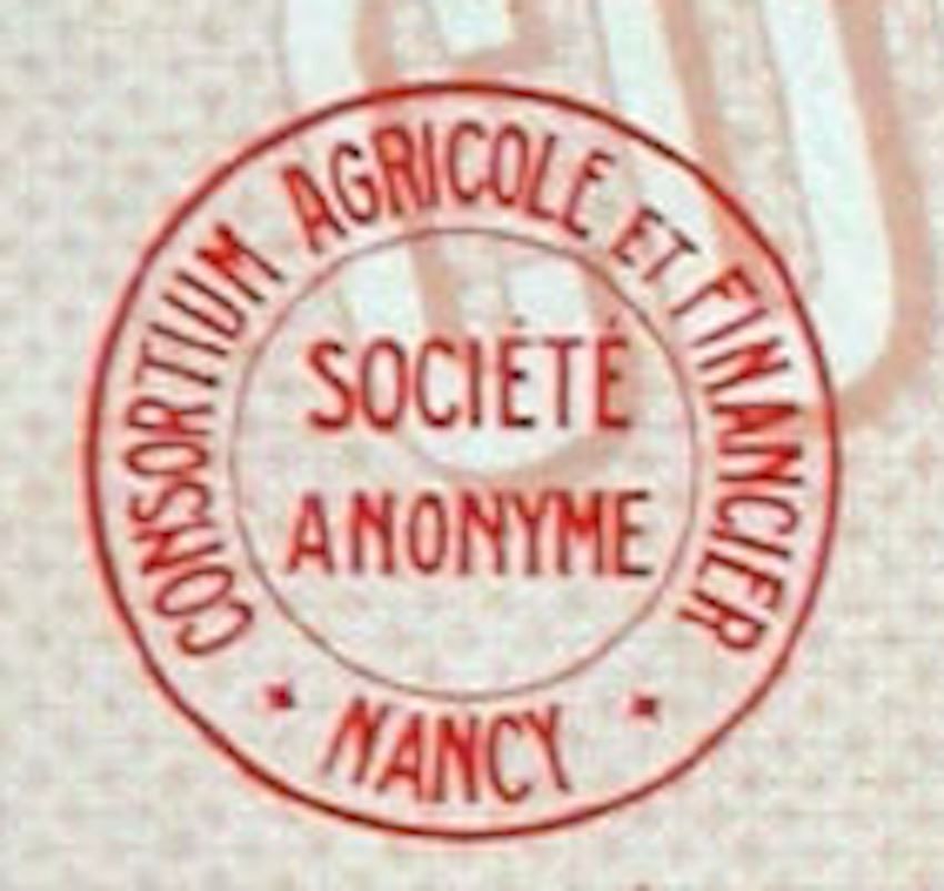 Dokumente: Consortium Agricole et Financier SA, Nancy - 1929 – Gebraucht aus Solothurn von Sgasche 1