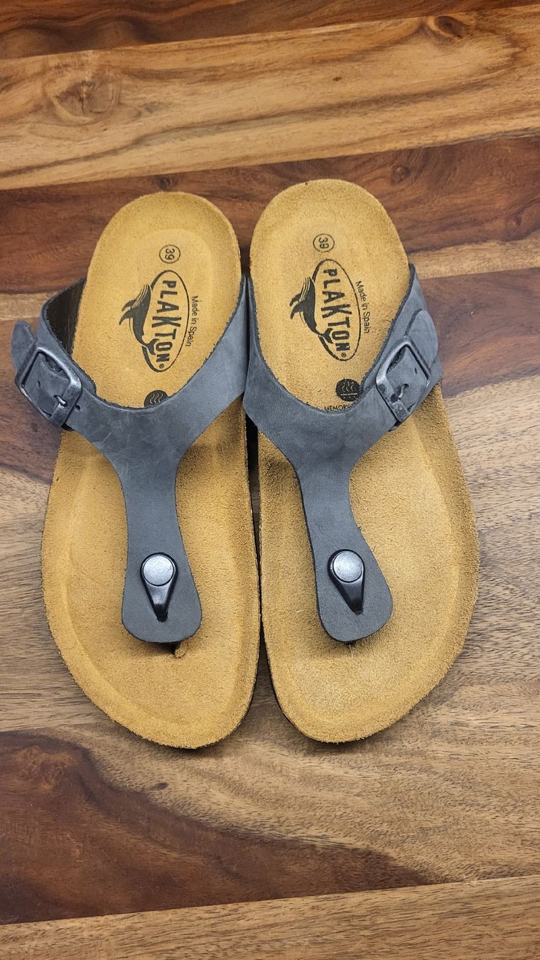 Damenschuhe: Plankton Ledersandalen, Grösse 39, Grau – Neu (gemäss Beschreibung) aus Basel von Lafadarsch 2
