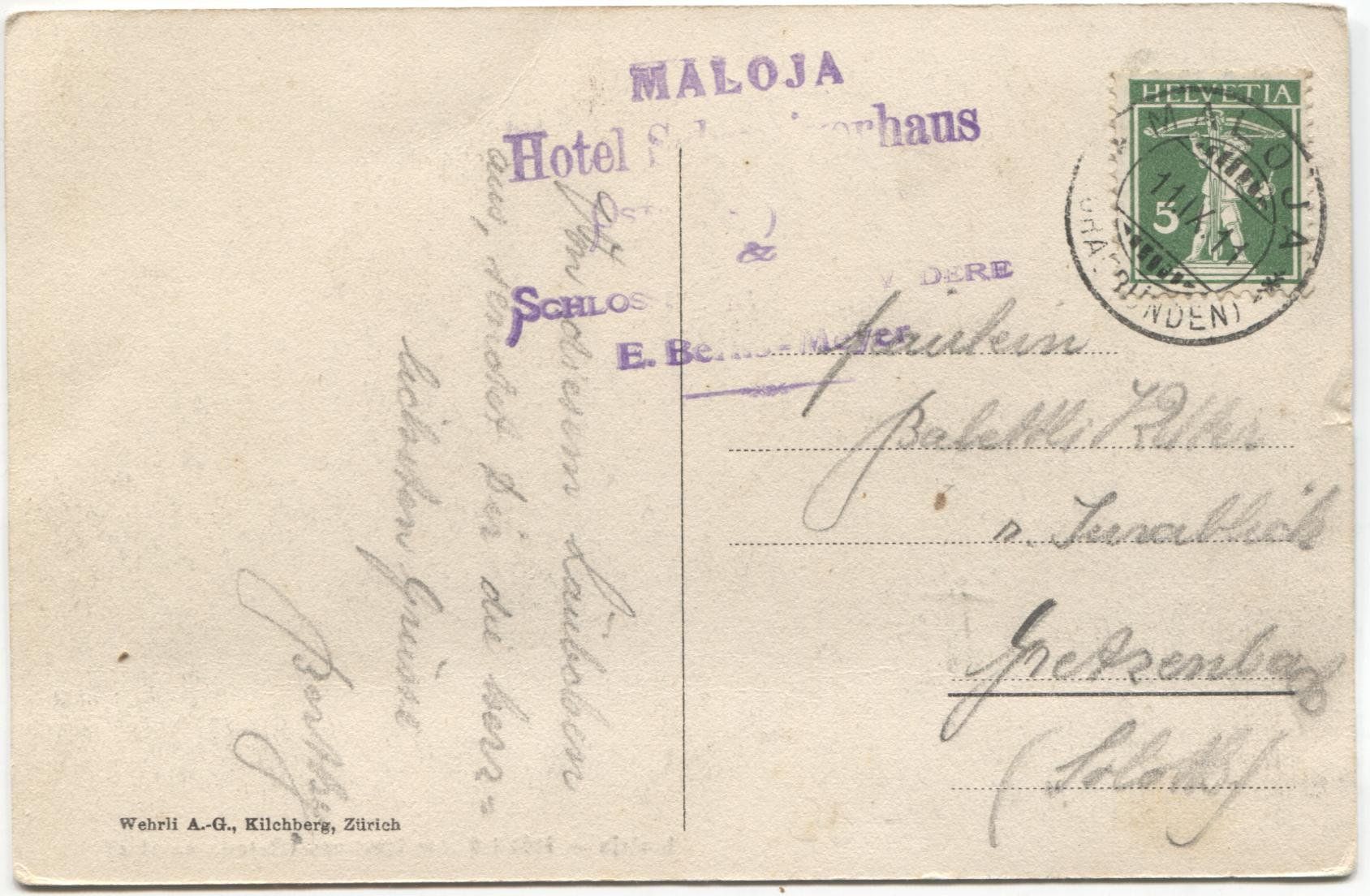 Cartoline postali: MALOJA GR 1911 mit Postkutsche – Usato da Rothrist venduto da Clanx 2