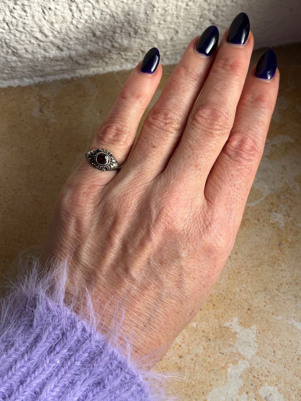 Anelli: Vintage Silberring Granat Stein (48) – Usato da Laufen venduto da Bellebellezza 4
