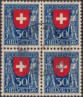 1924, J32 im gestempelten Viererblock, Kat: 120.+