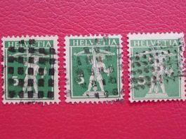 1909, drei Marken ZOLLSTEMPEL: Nr.125II +125III