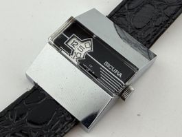 Vintage SICURA Handaufzug JumpHours Herrenuhr läuft