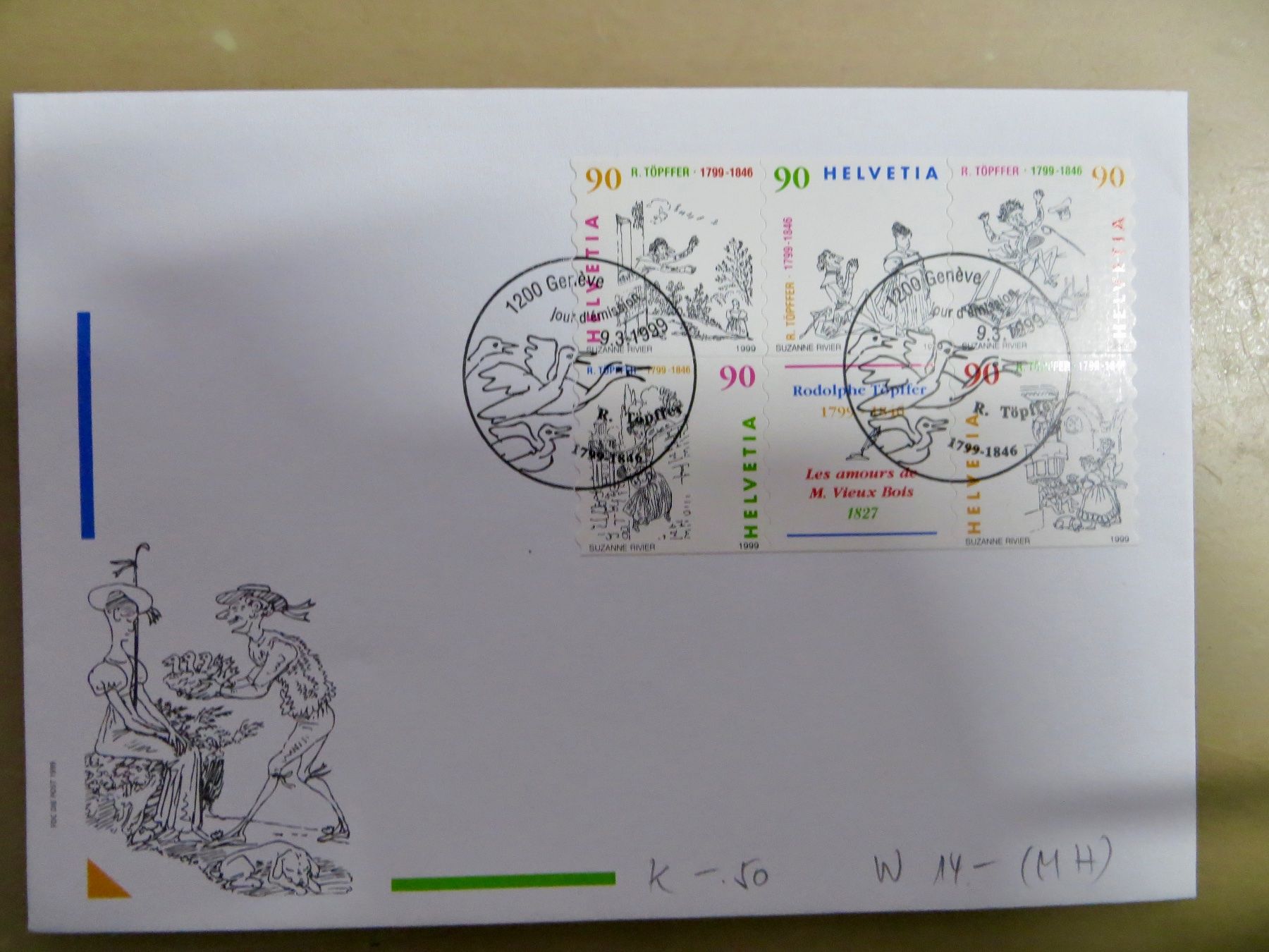 Tutti i francobolli: Brief FDC Comic-Serie Rudolphe Töpffer 1999 – Usato da Basel venduto da 8013