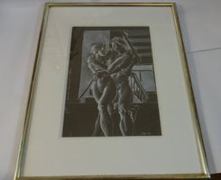 Hans Erni "Paar vor Treppenaufgang", Original, 1978