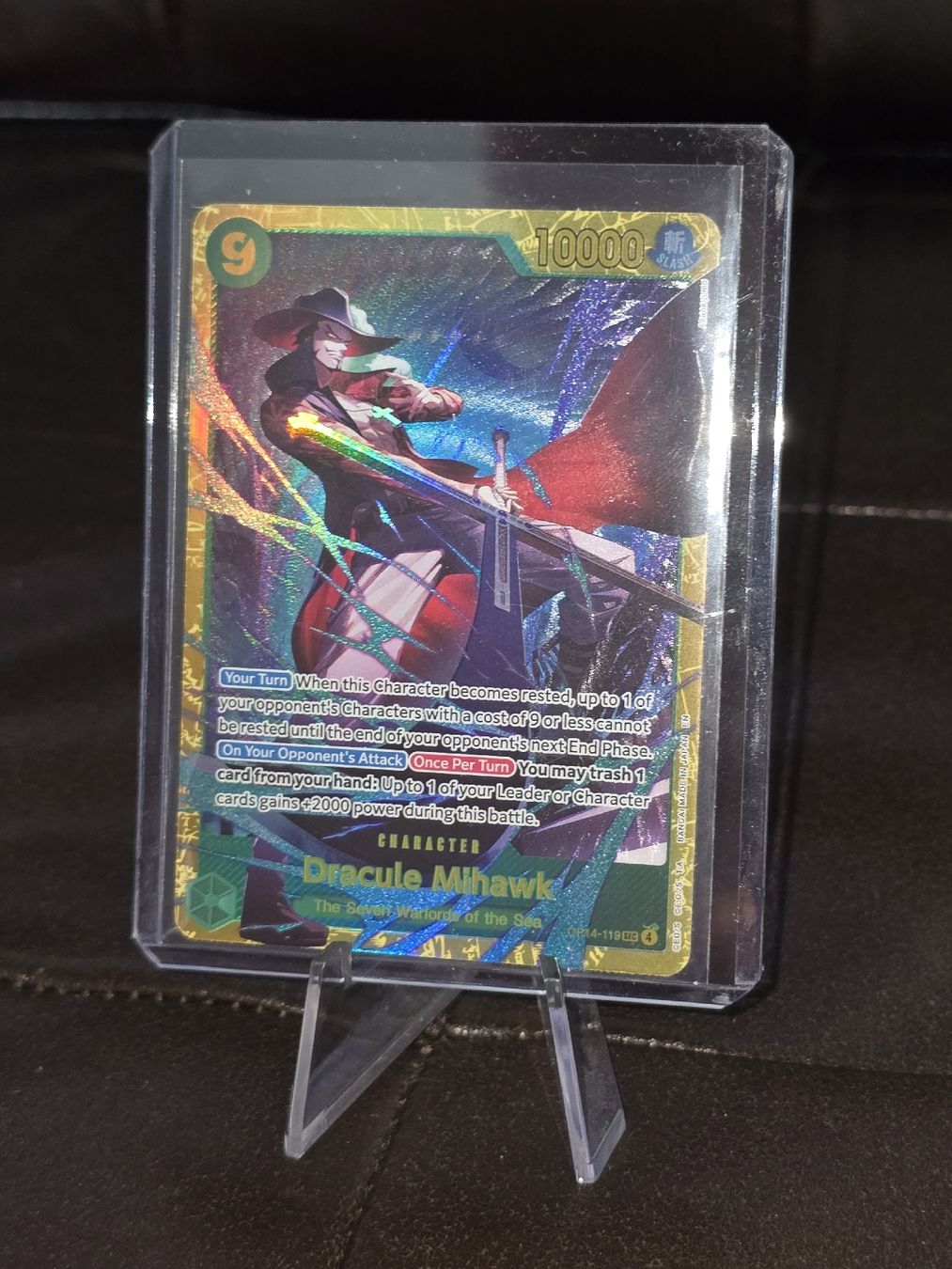 Bandai Sammelbilder & Trading cards: Dracule Mihawk OP14-119 One Piece Azure Sea's Seven – Neu und originalverpackt aus Bronschhofen von dvnb