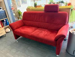 Sofa rot Stoff 2-Sitzer verstellbare Kopfstützen gebraucht
