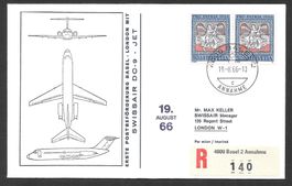 Swissair Erstflug RF 66.18a Basel - London 19.8.1966