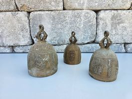 Thailändische Tempelglocken Bronze mit Ganesha Relief Klöpel