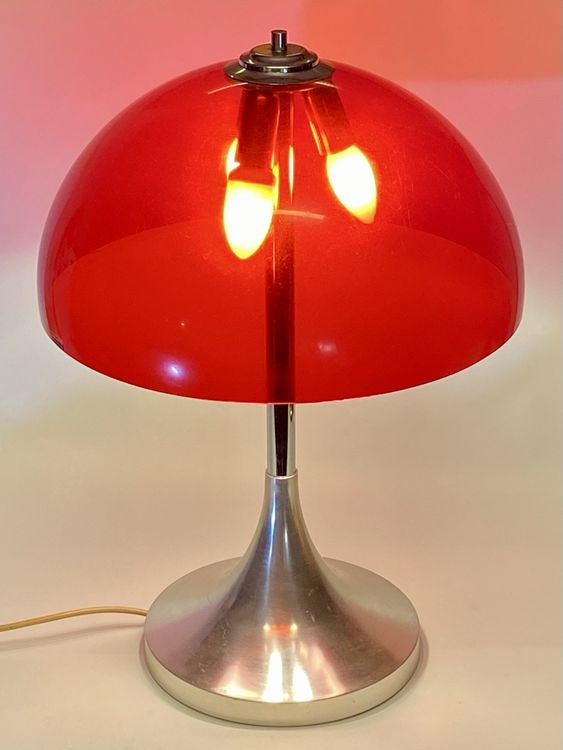 Lampe champignon orange vintage - verre opalin - années 70