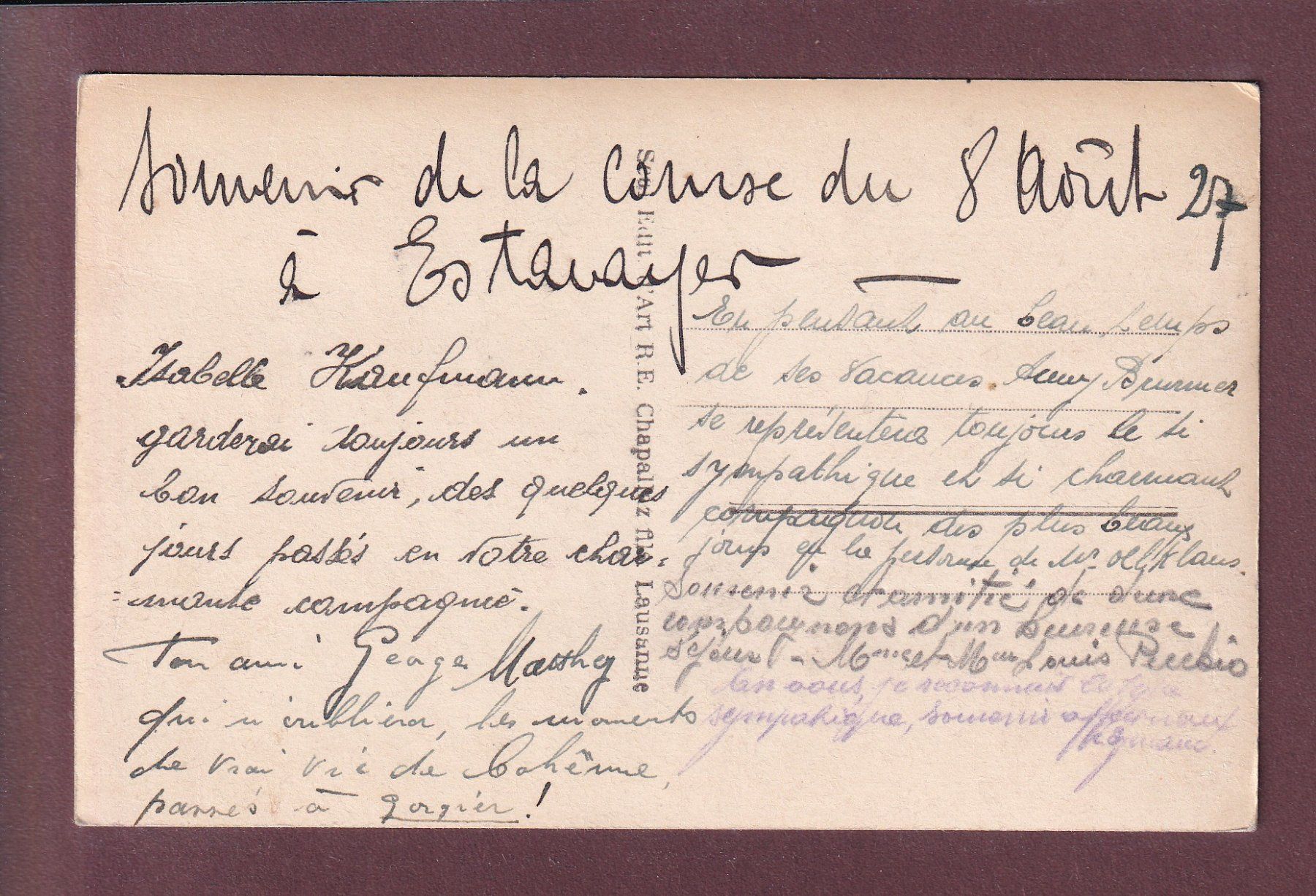 Cartoline postali: ESTAVAYER - 1927 – Usato da Pully venduto da nicecards 1
