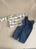 Puppenkleider Overall Jeans Shirt Baustellenmotiv