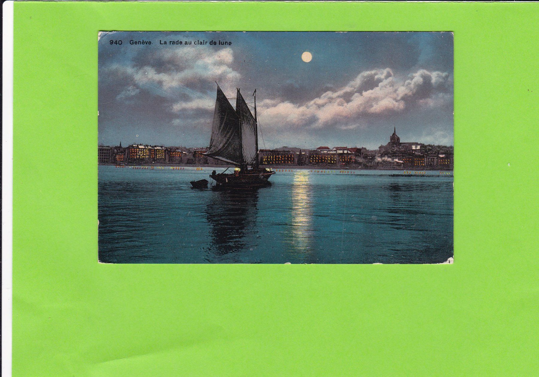 Cartoline postali: Genève-La rade au clir da lune – Usato da St. Peterzell venduto da neckertal