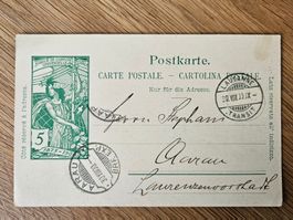 Karte mit Rasierstempel Aarau 1900 - (Lausanne) für 5.--