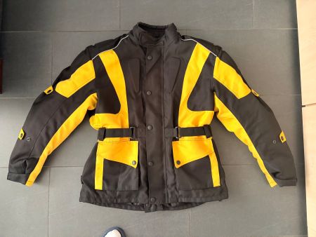 Motorradjacke Schwarz/Gelb mit Schulter- und Rückenpolsterun