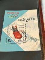 Briefmarke Kambodscha Olympia 1988 Calgary