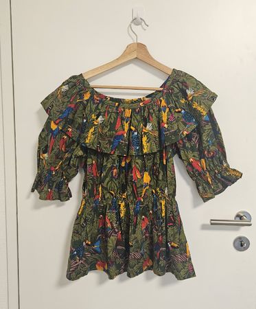 Handmade Vintage Jungle Print Blouse – Parrots & Toucansa