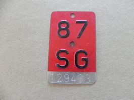 Nr. Velo Rad Nummer Velonummer St.Gallen 1987 SG 87 Geschenk