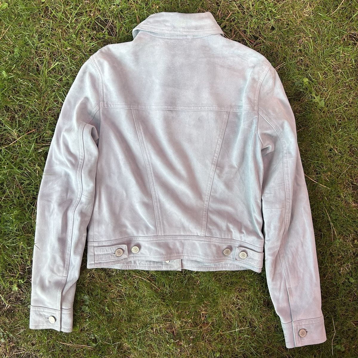 Guess Vestes: Guess Light Blue Suede Jacket Floral Lining – D'occasion à brent par fukusapes 3