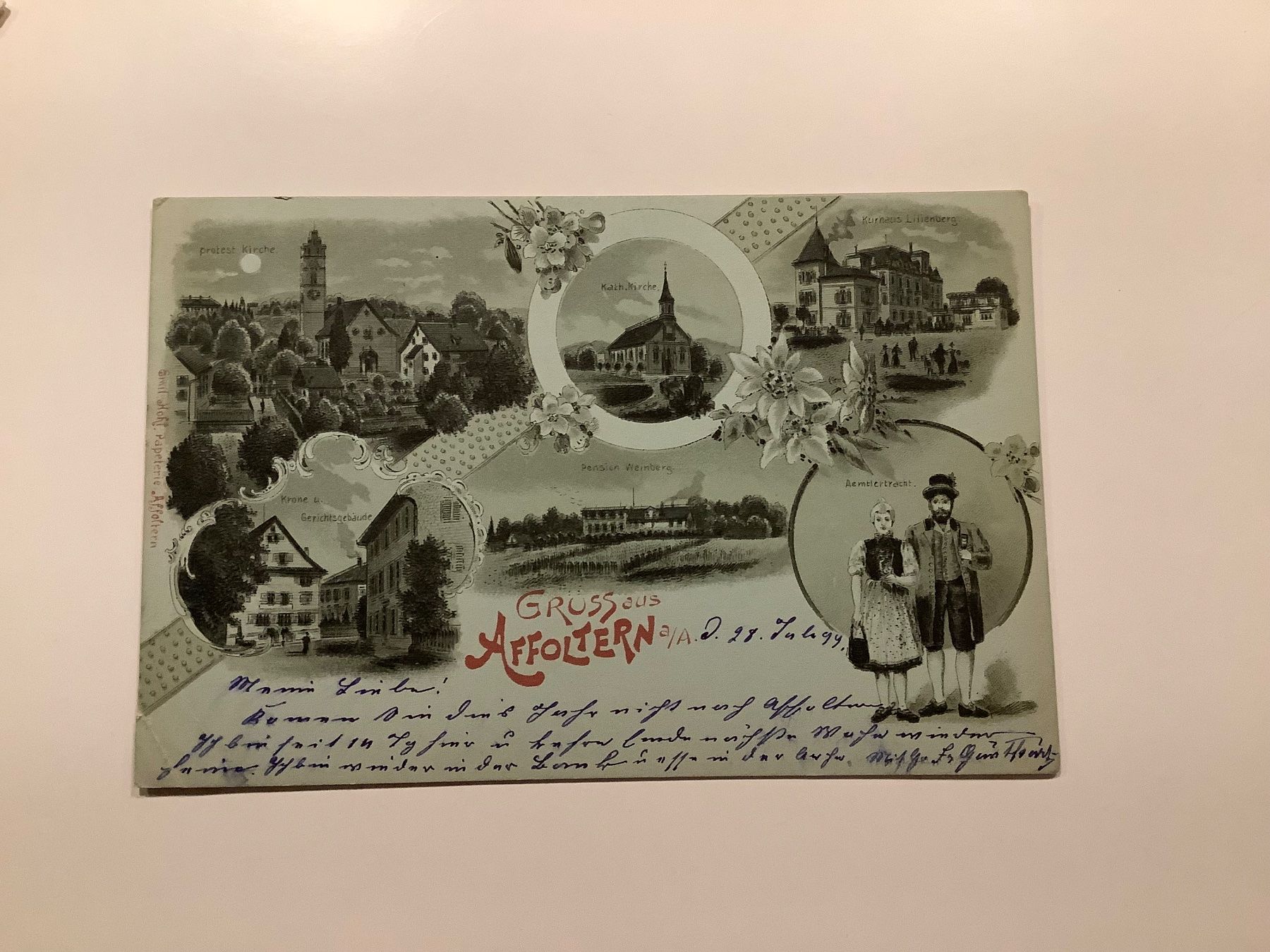 Cartoline postali: GRUSS aus AFFOLTERN a.A. ZH 1899 LITHO – Usato da Lufingen venduto da Rac0