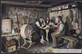 Bauernleben Landwirtschaft Abendbrot in der Sennhütte
