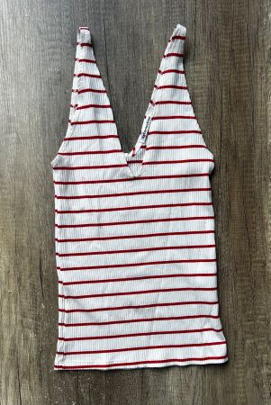 Weiss/Rot gestreiftes Top mit dünnen Trägern Grösse S
