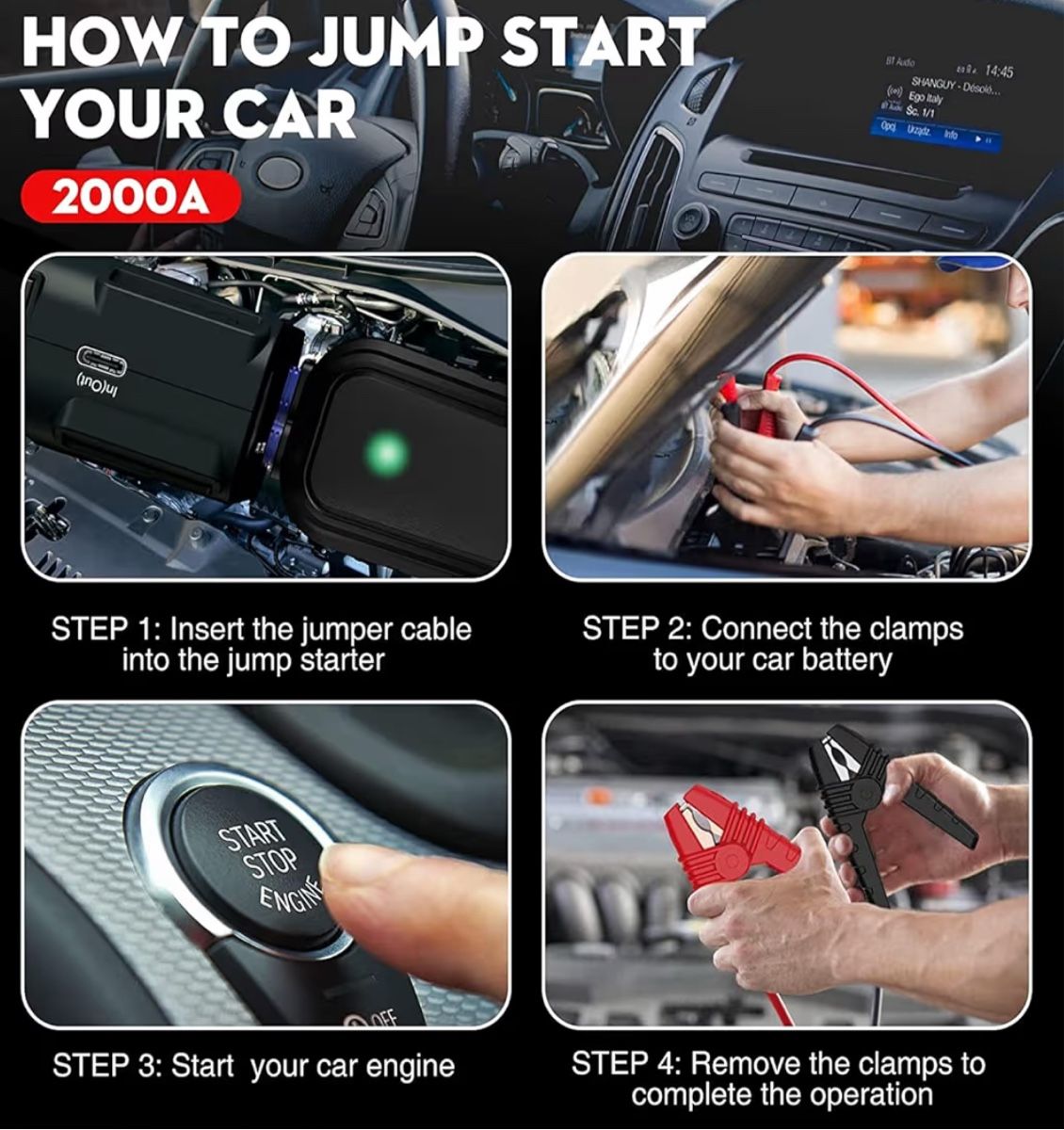 Caricabatterie: NEXPOW Starthilfe Powerbank 2000A Spitzenstrom Auto LED USB – Nuovo e nell'imballaggio originale da Volketswil venduto da mer_zrx9 3
