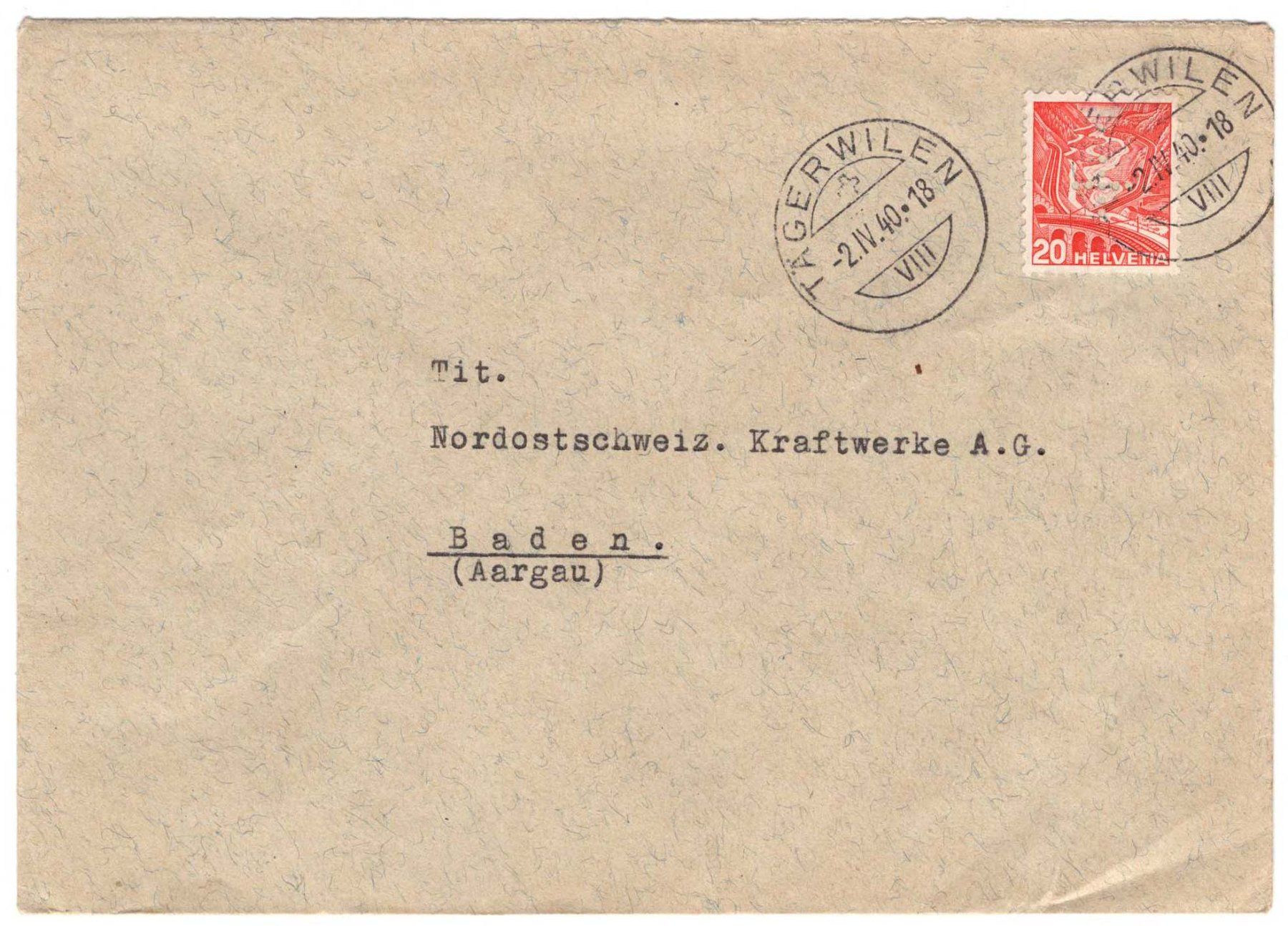 Alle Briefmarken: 20Rp. Dienstmarke DII auf Brief – Gebraucht aus Heerbrugg von Swissphila