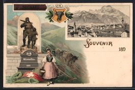 Litho Altdorf, Frau vor Wilhelm Tell Den