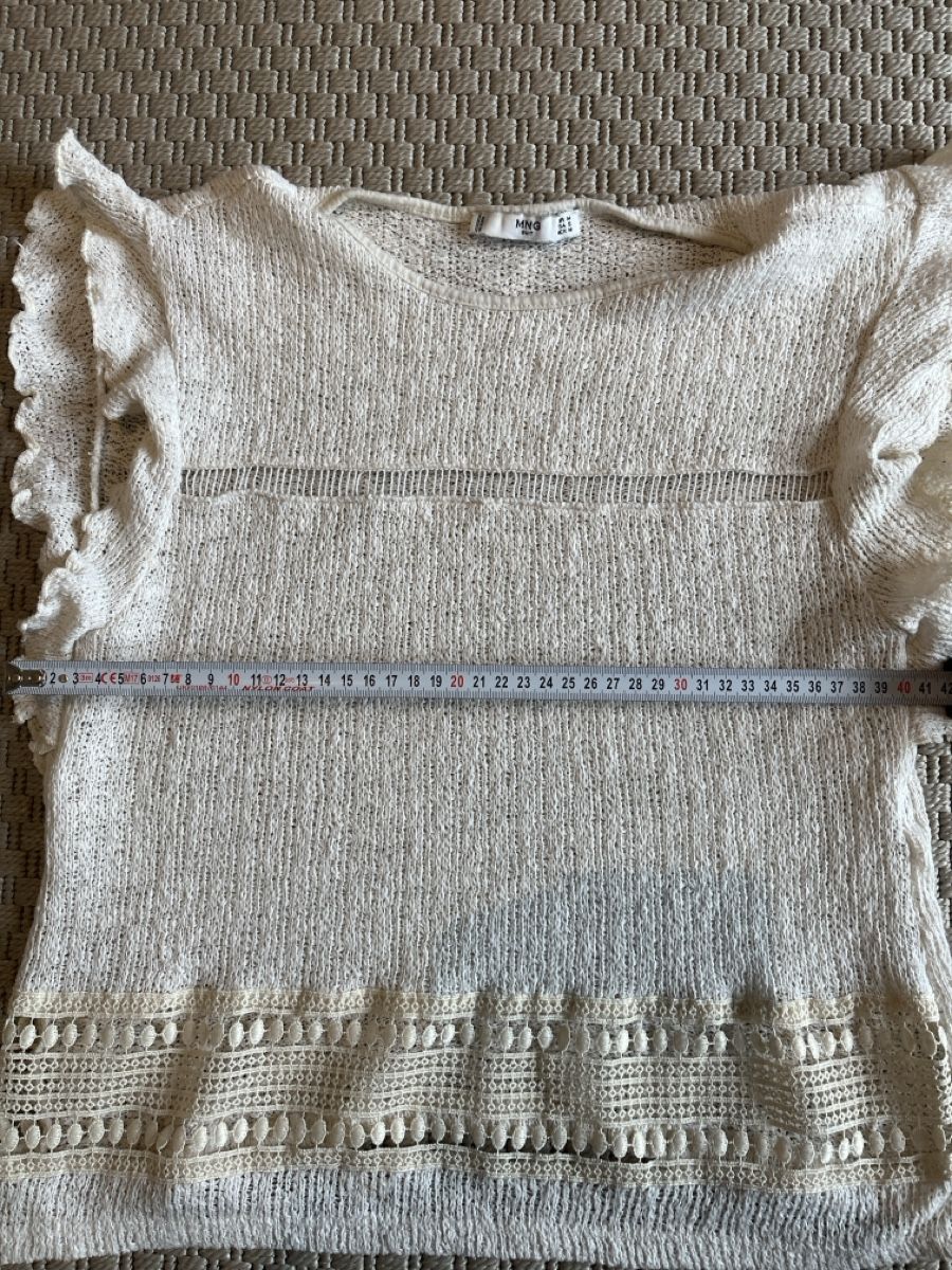 Mango Top: Strick-Top, Mango mit Spitzenbordüre,  M – Usato da Solothurn venduto da Bobesch08 5