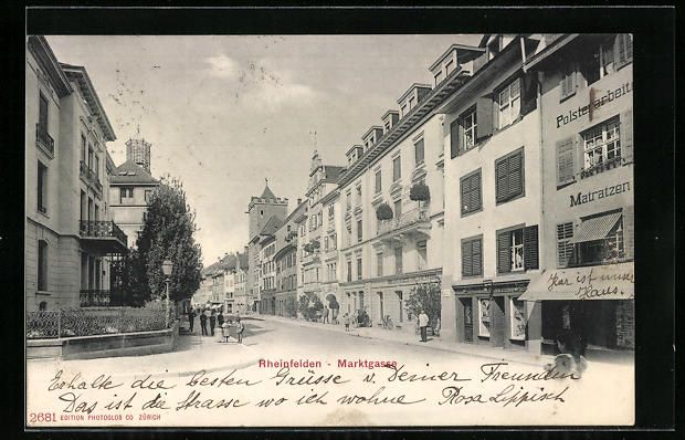 Ansichtskarten: Rheinfelden, Marktgasse mit Geschäften – Gebraucht aus Berlin von bartko-reher