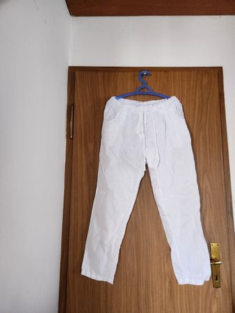 Pantalon en lin blanc taille élastique  M/L