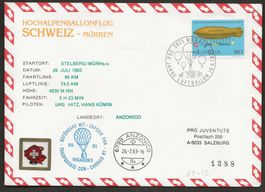 Ballon Schweiz 1983 Mürren Anzonico Luftpost