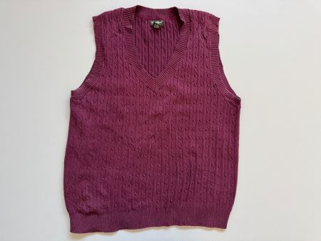 Eddie Bauer USA V-neck vest stretch cable knit Women Sz L