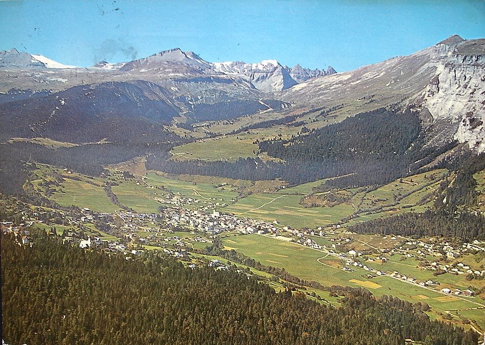 Cartoline postali: FLIMS mit P. Vorab, P. Grisch, Tschingelhörner, Flimserstein – Usato da Jona venduto da philajona