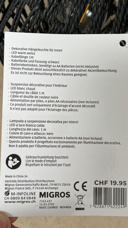2x Hängelampe schwarz Migros Home Dekolampe LED NEUWARE! 4